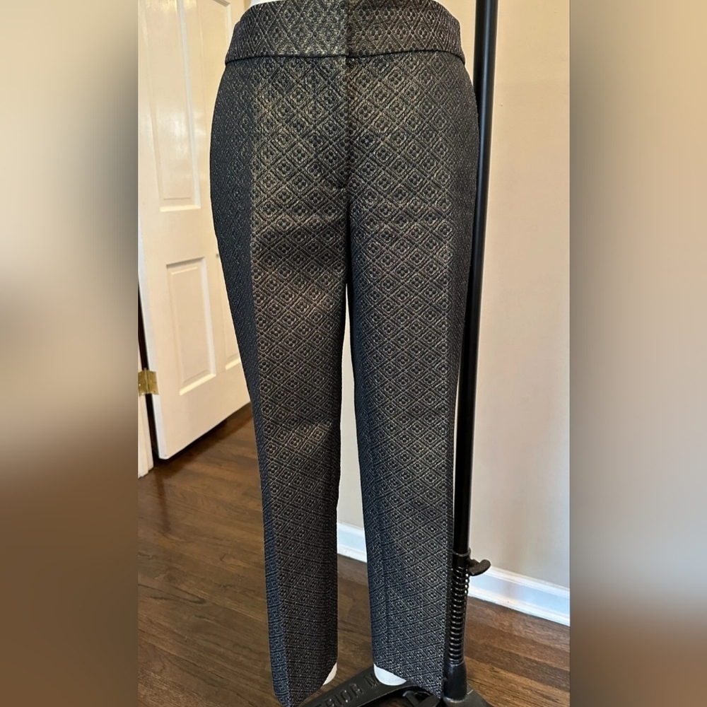 Ann Taylor LOFT Pants 8 Marisa Metallic Brocade Jacquard Pencil Ankle NWOT. - Picture 2 of 12